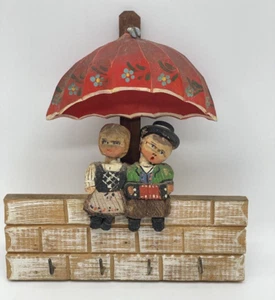 Vintage Wooden Key Hanger Children Bobble Heads Sitting on Wall READ - Picture 1 of 12