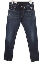 REPLAY Ronas W30/L34 Men Jeans Dark Blue Stretch Slim Fit Distressed Classic