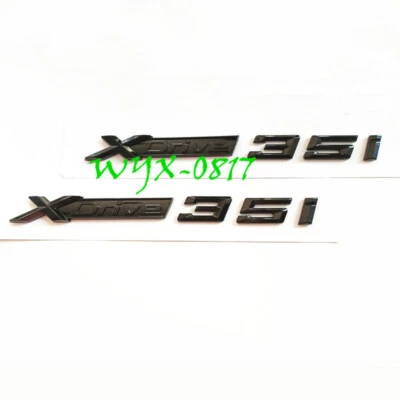 Gloss Black XDrive 35i Emblem Side Fender Badge ABS Decal For XDrive35I X3 X5 - Image 1 of 3