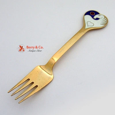 Solstice Christmas Fork 1978 Michelsen Gilt Sterling Silver Enamel Denmark - Image 1 of 4
