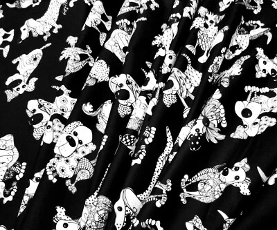 Diseño Loralie - Tela de acolchado y artesanía blanca y negra feliz para perro tirado  Foto 1 de 4