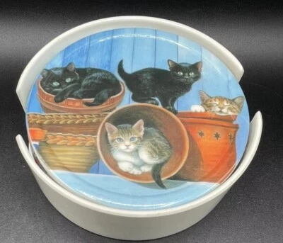 Home Essentials Cat Coasters Set Of 5 - Image 1 of 4