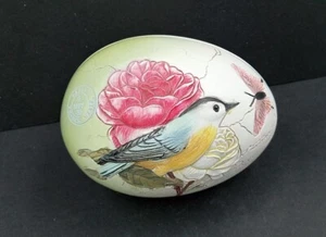 Hand Painted Textured Trinket Box With Bird  & Butterfly 3.5" Paris French  - Picture 1 of 19