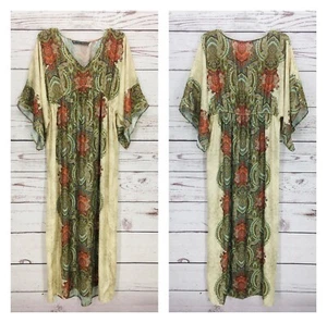 Zara Flowy Kaftan Dress Women's Size S Paisley Swim Coverup Beach Vacation Maxi - Picture 1 of 14
