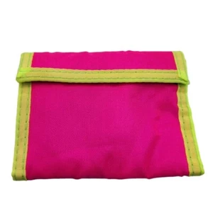 Vintage 1990er Jahre neonrosa Nylon dreifach gefaltete Geldbörse Retro gelb Borte Arcade Preis 80er Jahre  - Bild 1 von 4