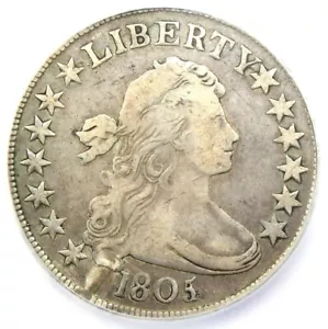 1805/4 Draped Bust Half Dollar 50C Coin O-102 - ICG F15 Detail - Rare Overdate - Picture 1 of 4