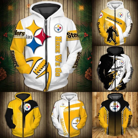 Pittsburgh Steelers Mens Hoodie Sweatshirt Outdoor Sportswear Zipper Jacket Coat Cover
