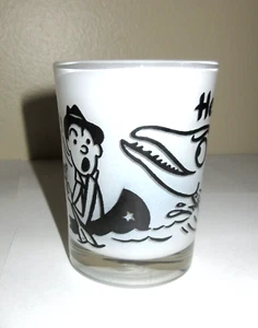 Vtg Anchor Hocking Shot Glass Jigger Bar Measure Fisherman Toothy Fish Funny 3" - Picture 1 of 6