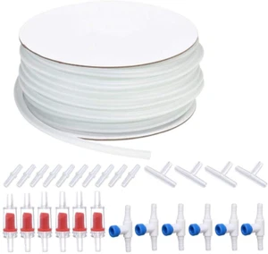 Aquarium Air Pump Accessories Set 25 Feet Airline Tubing with 6 Check Valves - Picture 1 of 1