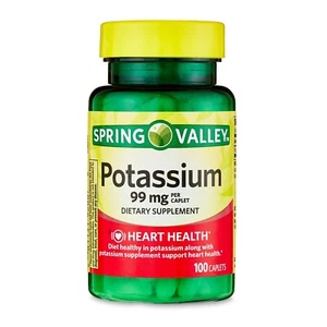 Spring Valley Potassium Heart Health Dietary Supplement Caplets, 99 mg, 100 CT - Picture 1 of 3
