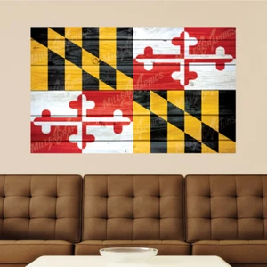 Calcomanía de pared de vinilo de madera envejecida con bandera de Maryland arte gráfico - 4 tamaños - Imagen 1 de 1