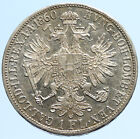1860 AUSTRIA w KING FRANZ JOSEPH I Eagle Antique OLD Silver Florin Coin i97291
