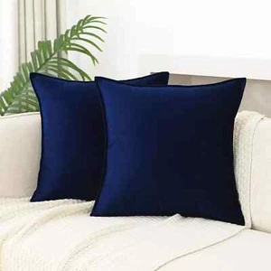Samt Marineblau Dekokissen 18×18 Zoll 2er Pack Weich Dekorativ Quadratisch Modern - Bild 1 von 3