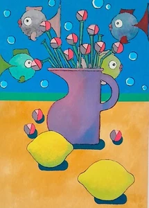 tableau peinture acrylique sur toile, nature morte , direct de l'atelier, B Jost - Afbeelding 1 van 11