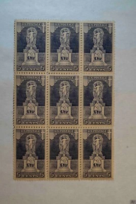 Block of 9 Scott 628 - Ericsson Memorial US Stamp 1926 5c Unhinged Mint - Image 1 of 3