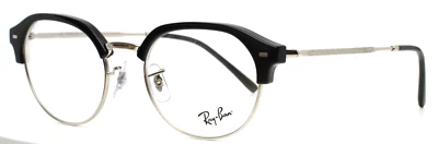 RAY BAN RB7229 2000 Black Silver Unisex Oval Full Rim Eyeglasses 51-20-145 B:42 - Image 1 of 4