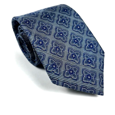 Corbata para hombre Robert Talbott Estate 100 % seda gris azul patrón geométrico Foto 1 de 4