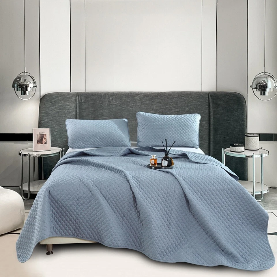 Elegantes juegos de cama reversibles de mezcla de algodón con estampado de bordado de 3 piezas, Queen King Foto 1 de 4