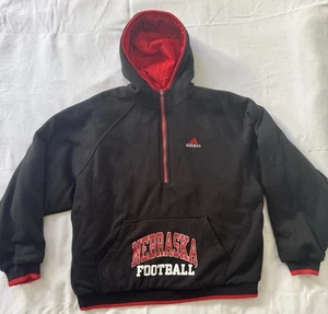 Adidas Jacket Size 2XL Nylon Nebraska Huskers Hooded Quarter Zip Reversible NCAA - Picture 1 of 14