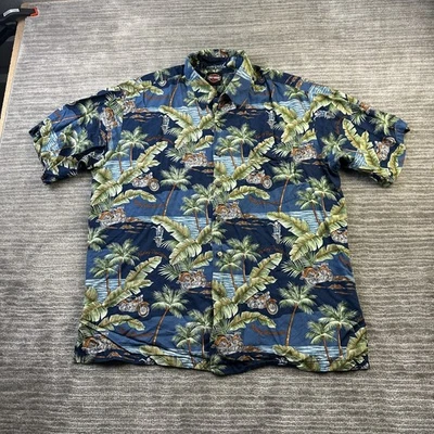 Camisa Harley Davidson Para Hombre Grande Azul Motociclista Hawaiana Motocicleta Tori Richard Foto 1 de 4