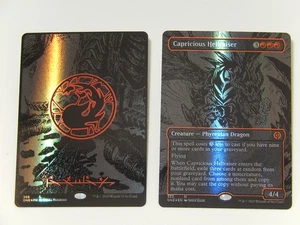 MTG Magic The Gathering Capricious Hellraiser Mountain Oil Slick Foil Phyrexian - Picture 1 of 4