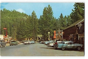KING'S BEACH Shopping Center LAKE TAHOE Roadside 1950s Cars Vintage Postcard - Picture 1 of 2