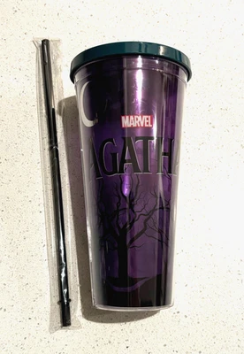 Disney Marvel Agatha All Along Vaso de Bebidas Frías Pajita WandaVision *NUEVO* WDW Foto 1 de 4