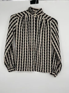 Vintage Panther black tan Long Sleeve Button Front Shirt Women Size 5/6 - Picture 1 of 5