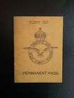 R.A.F. PERMANENT PASS , FORM 557 BOOKLET , WORLD WAR II  , HISTORY ,  SOUVENIR 
