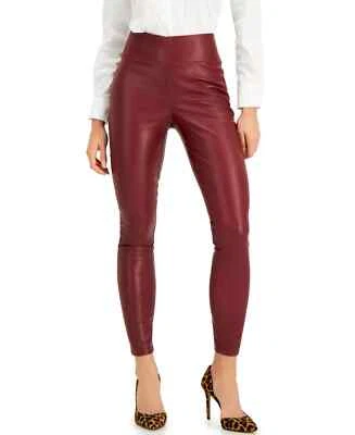 Leggings ajustados de tiro alto de cuero sintético rojo INC para mujer talla 0 Foto 1 de 4