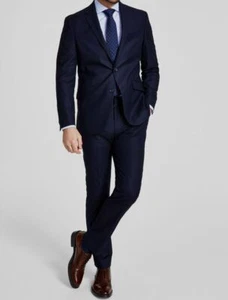 Kenneth Cole Men's Blue Techni Cole Slim-Fit 2-Piece Jacket Pants Suit Size 42R - Picture 1 of 3