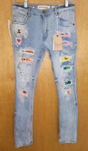 Evolution In Design Jeans Distressed Patches Shuttle Skinny Stretch 20 (29x28) - Picture 1 of 10