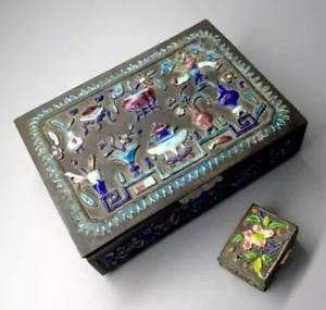 Antike Emaille Silber Chinesische Schmuckschatulle - Tolle Qualität und Details - Bild 1 von 12