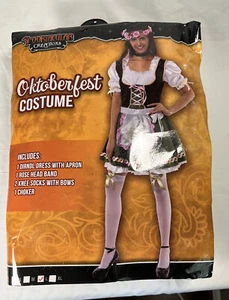 German Oktoberfest Costume Set Medium Large Halloween Rose Headband Socks Dress - Picture 1 of 4