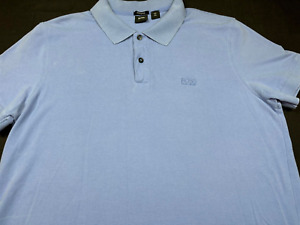 Hugo Boss Mens Pullover Knit Short Sleeve Blue Cotton Polo Shirt 2XL XX XXL