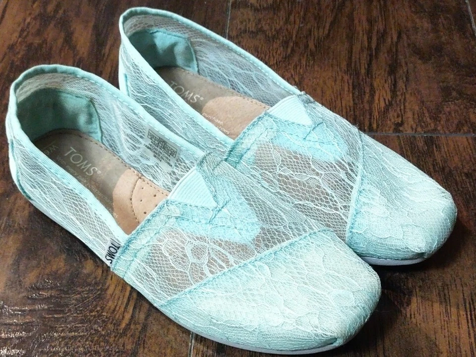 Alpargata de encaje azul alpargata talla W 6 TOMS para mujer sin cordones Foto 1 de 4