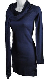 Energie Junior Size Removable Scarf Long Sleeve Sweater Dress, Navy XS, S, M, L - Picture 1 of 3