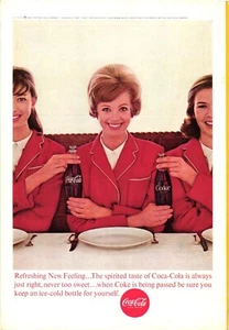 Coca Cola Classic Print Ad Pretty Ladies at Lunch Enjoying Coke Vintage c1963 - Picture 1 of 1