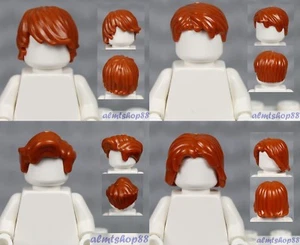 LEGO - 4x Male Hair Lot - Dark Orange Tousled Side Center Part Wavy Wig Boy Town - Picture 1 of 1