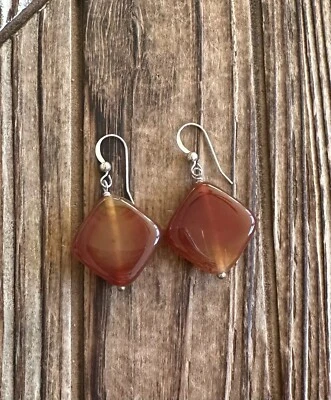 Pendientes colgantes de cornalina JAY KING de plata de ley, ágata roja naranja Foto 1 de 2