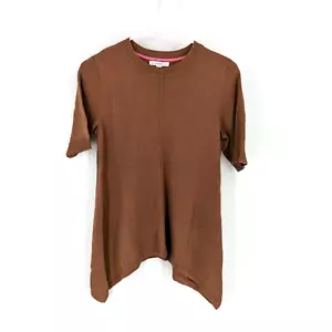 Isaac Mizrahi Live! Suéter Pullover Cuello Redondo Dobladillo Cascada Marrón Para Mujer XS - Imagen 1 de 6