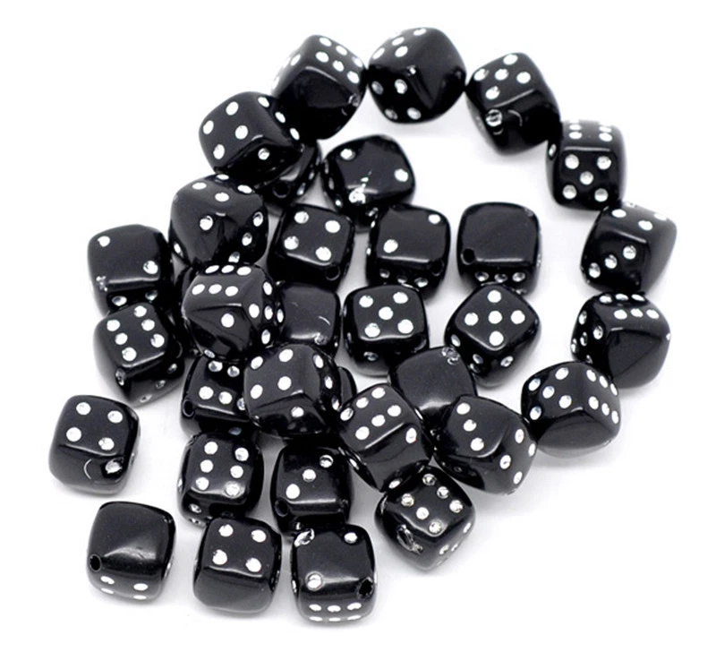 25pz  perline cubo DADO in acrilico spacer separatori  9x9mm  colore nero - Immagine 1 di 1