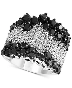 Round Shape Shiny Black Spinel With Clear White CZ 2.48TCW Women's Fashion Ring - Picture 1 of 5