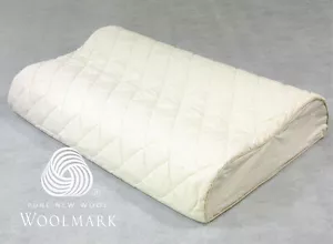 Contoured Latex Pillow + Washable Organic Cotton Wool Protector 60x40x12/10cm - Picture 1 of 12
