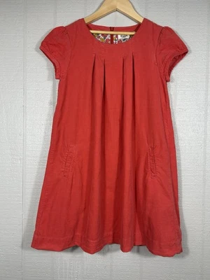 Mini Boden Girls Sz 11-12Y Orange Lined Corduroy Jumper Dress Pockets - Image 1 of 4