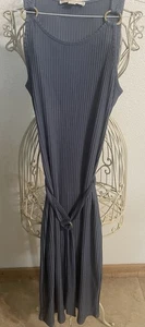 Michael Kors Blue Ribbed Tank Dress Gold Ring Detail Size Medium BNWOT - Picture 1 of 10