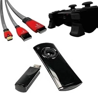 Gioteck Pacco Telecomando Media Remoto + Cavo HDMI Di Ricarica USB per Sony PS3 - Immagine 1 di 4