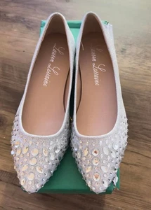 Lauren Louaine Kelsey Silver Jeweled Flats Women Size 7.5 - Picture 1 of 4