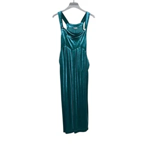 BiBi Velvet Green Overalls Wide-Leg Oversize Cropped MIDI  Skirt Overalls XL - Picture 1 of 14