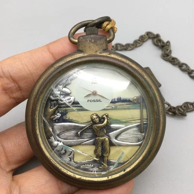 Reloj Bolsillo Golf De Colección Fossil Edición Limitada Para Hombre 56mm Cadena LE-9470 Batería Nueva Foto 1 de 4